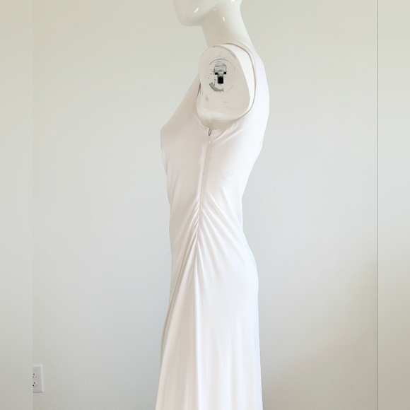 Nude White One Shoulder Crystal Sequin Evening Wedding Prom Bridal Gown Sz 8 - Picture 6 of 16